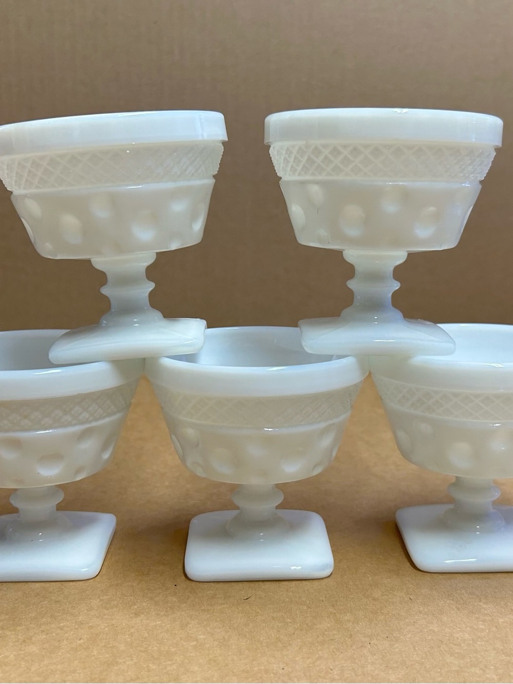 Vintage 1950’s McKee Glass Milk Glass Sherbet Cups - Set of Five